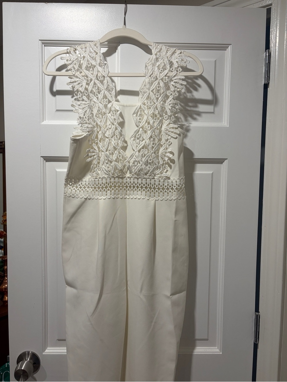 Topshop White Lace-Trim Jumpsuit